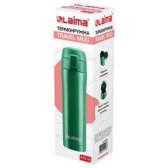 Термокружка 470 мл из нержавеющей стали SUS304, изумрудно-зеленый бархат матовый, LAIMA, 608823 - фото 2