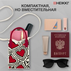 Сумочка-органайзер повседневная HEIKKI KNIT (ХЕЙКИ) кросс боди, вязаная, 17х12х5 см, "Red and black", 273796 - фото 9