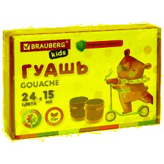 Гуашь BRAUBERG KIDS 24 цвета по 15 мл, надежная упаковка, 192688 - фото 6
