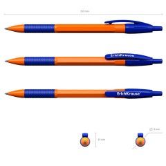 Ручка шариковая автоматическая с грипом ERICH KRAUSE "R-301 Orange", СИНЯЯ, узел 1,0 мм, линия письма 0,35 мм, 46762 Ручка шариковая автоматическая с грипом ERICH KRAUSE "R-301 Orange", СИНЯЯ, узел 1,0 мм, линия письма 0,35 мм, 46762 - фото 3