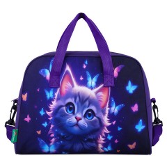 Сумка для занятий с плечевым ремнем, подкладкой BRAUBERG KIDS с ручками, 35x25x15 см, "Любознательный кот", 273291 - фото 2
