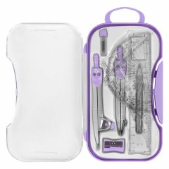 Готовальня BRAUBERG SCHOOL KIT, 11 предметов, циркуль 115 мм, циркуль 125 мм, чертежные принадлежности, лавандовый цвет, 210714 - фото 4