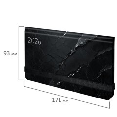 Еженедельник датированный 2026 с резинкой 171х93 мм, BRAUBERG, твердый, УФ-ЛАК, 64 л., "Marble", 117357 - фото 2