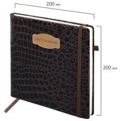 Скетчбук, слоновая кость 140 г/м2, 200х200 мм, 80 л., КОЖЗАМ, резинка, BRAUBERG ART CLASSIC, CROCO, коричневый, 116473 Скетчбук, слоновая кость 140 г/м2, 200х200 мм, 80 л., КОЖЗАМ, резинка, BRAUBERG ART CLASSIC, CROCO, коричневый, 116473 - фото 3