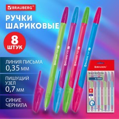 Ручки шариковые BRAUBERG "X-333 NEON MIX", НАБОР 8 ШТУК, СИНИЕ, узел 0,7 мм, линия 0,35 мм, 144536 - фото 14