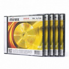 Диск DVD-R MIREX, 4,7 ГБ, 16x, Slim Case, КОМПЛЕКТ 5 шт., UL130003A1F - фото 2