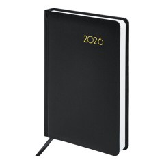 Ежедневник датированный 2026, А5, 138x213 мм, BRAUBERG "Select", балакрон, черный, 117086