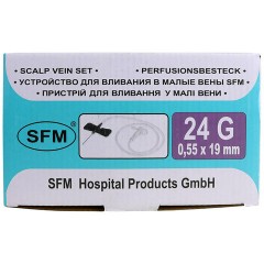 Иглы-бабочки для вливания в малые вены SFM 0,55 х 19 - 24G, КОМПЛЕКТ 100 штук, LUER - фото 6