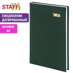 Ежедневник датированный 2026 145х215 мм, А5, STAFF, обложка бумвинил, зелёный, 117308 - фото 11