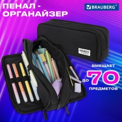 Пенал-органайзер BRAUBERG, 2 откидные планки, полиэстер, 23x9х7 см, "Total black", 272317 Пенал-органайзер BRAUBERG, 2 откидные планки, полиэстер, 23x9х7 см, "Total black", 272317 - фото 10