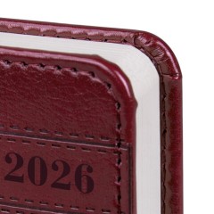 Ежедневник датированный 2026, МАЛЫЙ ФОРМАТ 100х150 мм, А6, BRAUBERG "Imperial", под кожу, бордо, 117254 - фото 3