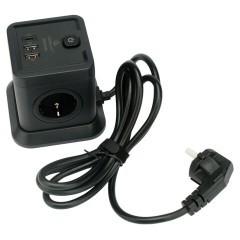Сетевой фильтр CABLEXPERT Tower, 4 розетки, 10 А, 1 x Type-C PD, 20 Вт, 2 х USB, 2 м, черный, TWR-4-CU2-B-2 - фото 2