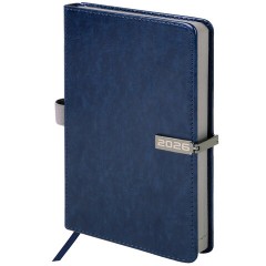 Ежедневник датированный 2026 А5 138x213 мм, BRAUBERG "Inspiration", под кожу, цветной срез, синий, 117474