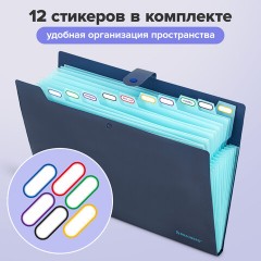 Папка-органайзер на кнопке 12 отделений, BRAUBERG "Extra", А4, синяя с голубым, 271933 Папка-органайзер на кнопке 12 отделений, BRAUBERG "Extra", А4, синяя с голубым, 271933 - фото 11
