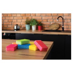 Губки для посуды 10х7х3 см, КОМПЛЕКТ 7 шт., MAXI, поролон с абразивным слоем, COLOR, YORK, 30180 - фото 3