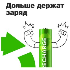 Батарейки аккумуляторные GP ReCharge Ni-Mh мизинчиковые КОМПЛЕКТ 2 шт., ААА (HR03) 400 mAh, 40AAAHCV, 40AAAHCV-2CRSB - фото 7