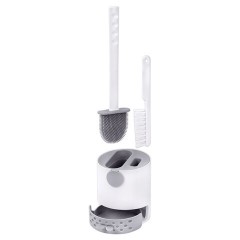 Ершик для унитаза силиконовый (плоский) + щеточка, напольный / настенное крепление, LAIMA, 700561 - фото 5