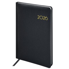 Еженедельник датированный 2026, А5, 145х215 мм, BRAUBERG "Select", балакрон, черный, 117182