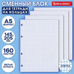 Сменный блок для тетради на кольцах А5, 160 л., BRAUBERG, "Белый", 404613 Сменный блок для тетради на кольцах А5, 160 л., BRAUBERG, "Белый", 404613 - фото 4