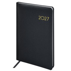 Еженедельник датированный 2027, А5, 145х215 мм, BRAUBERG "Select", балакрон, черный, 118144