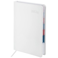 Ежедневник датированный 2026 А5 148х218 мм, GALANT "White", под кожу, белый, 117494