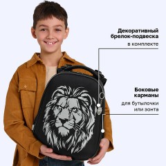 Ранец BRAUBERG SHINY, 2 отделения, с брелоком, "Царь зверей", светящийся рисунок, 38х28х14 см, 272039 - фото 12