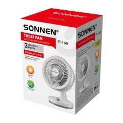 Вентилятор настольный SONNEN FT-160, 40 Вт, 23 см, 3 скорости, вращение на 60°, механическое управление, белый, 457784 - фото 10