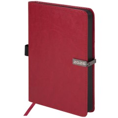 Ежедневник датированный 2026 А5 138x213 мм, BRAUBERG "Inspiration", под кожу, цветной срез, красный, 117475