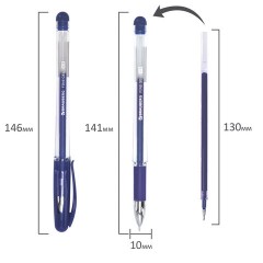 Ручка гелевая с грипом BRAUBERG "Fine Gel", СИНЯЯ, игольчатый узел 0,5 мм, линия письма 0,35 мм, 141179 - фото 7