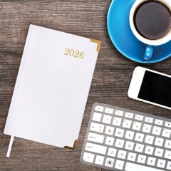 Ежедневник датированный 2026, А5, 138x213 мм, BRAUBERG "Senator", под кожу, белый, 117095 - фото 5