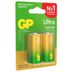 Батарейки КОМПЛЕКТ 2 шт., GP Ultra G-Tech, С (LR14, 14А), алкалиновые, блистер, 14AU-2CR2 - фото 6