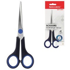 Ножницы BRAUBERG "Soft Grip", 165 мм, черно-синие, резиновые вставки, 3-х сторонняя заточка, 230761 - фото 4