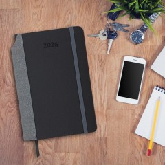 Ежедневник датированный 2026 А5 138x213 мм, BRAUBERG "Mosaic", под кожу, карман для ручки, черный, 117114 - фото 6