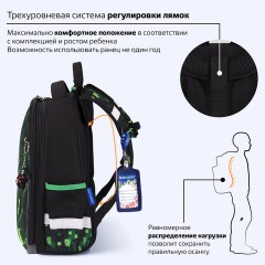 Ранец BRAUBERG PREMIUM, 2 отделения, с брелоком, "Кибер-паук", ЛАМПОЧКИ, 38х29х16 см, 273101 - фото 17