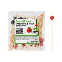 Шпажки-пики для канапе бамбуковые форма "Сердце" цвет микс 12 см, 100 шт., BOOMHOUSE (БУМХАУС), 701972