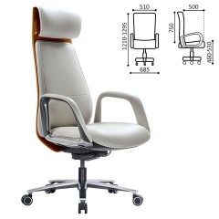 Кресло HAWASAN (ХАВАСАН) PREMIUM EX-820, синхромеханизм, слайдер, экокожа, белое/коричневое, 533237 - фото 2