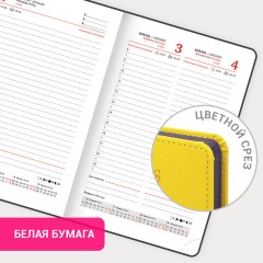 Ежедневник датированный 2026, МАЛЫЙ ФОРМАТ 100х150 мм, А6, BRAUBERG "Rainbow", под кожу, желтый, 117258 - фото 14