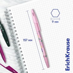 Ручка шариковая ERICH KRAUSE "R-301 Stick Floral" СИНЯЯ, синяя, корпус ассорти, линия 0,35 мм, 63077 - фото 2