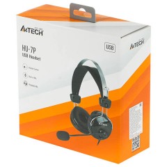 Наушники с микрофоном (гарнитура) A4TECH HU-7P, проводные, 2 м, USB, черные, 1379906 - фото 5