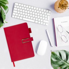 Ежедневник недатированный, А5, 143х210 мм, BRAUBERG "Dainty", под кожу, магнитная застежка, 160 л., красный, 117142 - фото 6
