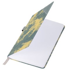 Блокнот А5 135x210 мм BRAUBERG "Denim", ткань/экокожа, резинка, держатель, 80 л., клетка, синий, 117139 - фото 4