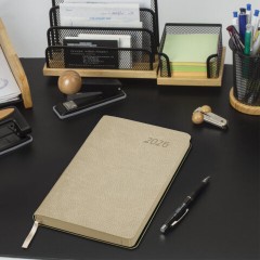 Ежедневник датированный 2026 А5 138x213 мм, BRAUBERG "Stylish", под кожу, гибкий, бежевый, 117104 - фото 5