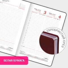 Ежедневник датированный 2026, А5, 138х213 мм, BRAUBERG "Impression", под кожу, бордовый, 117512 - фото 16