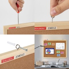 Доска пробковая для объявлений 90х120 см, деревянная рамка, BRAUBERG Wood, 238312 - фото 8