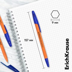 Ручки шариковые ERICH KRAUSE R-301 "Stick Orange", СИНИЕ, набор 8 штук, 0,7 мм, 56614 - фото 2