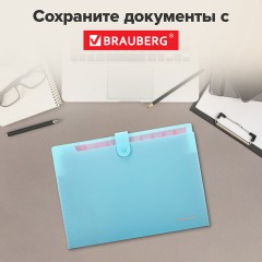 Папка-органайзер на кнопке 12 отделений, BRAUBERG "Extra", А4, голубая с розовым, 271932 Папка-органайзер на кнопке 12 отделений, BRAUBERG "Extra", А4, голубая с розовым, 271932 - фото 14