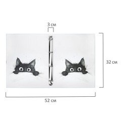 Папка-портфолио универсальная, 4 кольца, 20 файлов, 7БЦ матовая, BRAUBERG "Cat", 107557, 117557 - фото 2