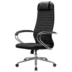 Кресло офисное МЕТТА "К-27" хром, ткань, сиденье и спинка мягкие, черное - фото 11