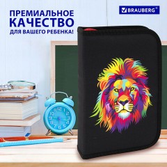 Пенал BRAUBERG с наполнением, 1 отделение, 1 откидная планка, 24 предмета, 21х14 см, "Colorful lion", 270725 - фото 14