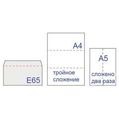 Конверты Е65 110х220 мм, ПЛОТНЫЕ, отрывная лента, 90 г/м2, КОМПЛЕКТ 1000 шт., внутренняя запечатка, 125136 - фото 2